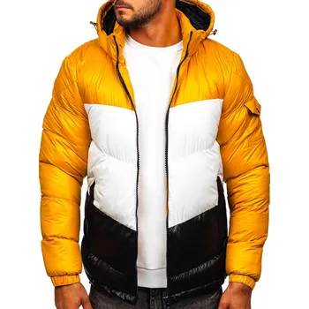 Pánský kabát Kamelovo-černá pánská prošívaná zimní bunda Bolf 6593 - M