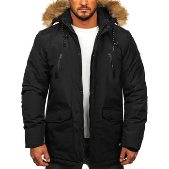 Pánská parka Černá pánská zimní bunda parka alaska Bolf WX032 - XL