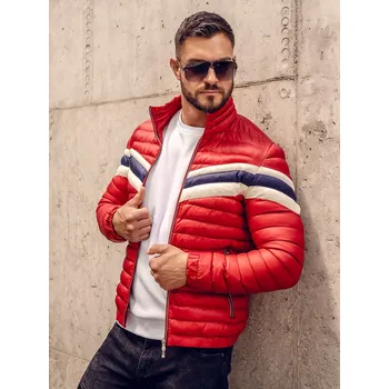 Pánská parka Červená pánská prošívaná přechodová sportovní bunda Bolf 6574A - L