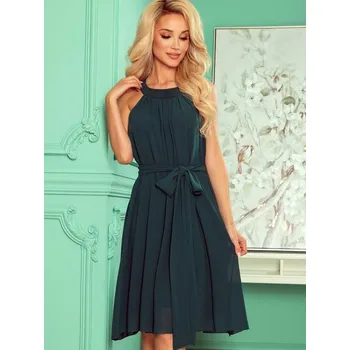 Dámské šaty Dámské společenské šaty 350-4 tmavě zelená, VELIKOST L