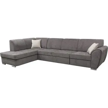 Sedací souprava DOMENO (DOLORES) - LEVÁ sedací souprava, látka HNĚDÁ WIND 21/polštářky WIND 05-BÉŽOVÁ (FI) - kolekce "F" (K250) NOVÁ LÁTKA