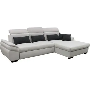 Sedací souprava PLAZA Pravá -(Perfekt) sedací souprava látka BÍLÁ POPELAVÁ CURIO 02/ polštářky CURIO 97 šedá (FI) kolekce - "F"(K250) NOVÁ LÁTKA