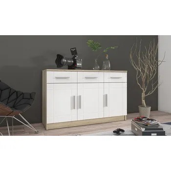 Komoda PADRE - komoda 3D3S lamino Dub sonoma/ bílá (PARIS WH 3F3S- 2 BALÍKY) "LP" (K150-Z)