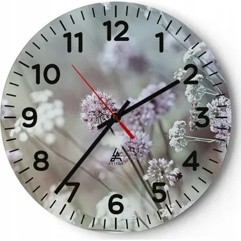 Hodiny Nástěnné hodiny do obýváku 40x40 Louka Kulatý Hodiny na skle Loft Tiché