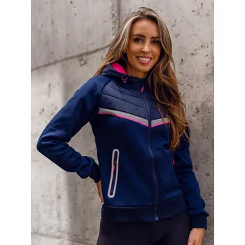 Dámská bunda Tmavě modrá dámská prošívaná přechodová bunda s kapucí Bolf KSW4012A - M