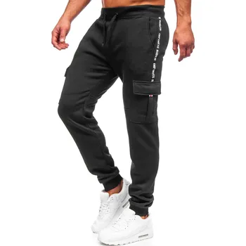 Pánské kalhoty Černé pánské kapsáčové tepláky Bolf JX9395 - XL