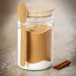 Skleněná dóza s bambusovým víčkem a lžičkou - ⌀ 8 x 15 cm