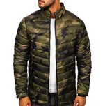 Zelená pánská prošívaná zimní maskáčová bunda Bolf SM80 - L