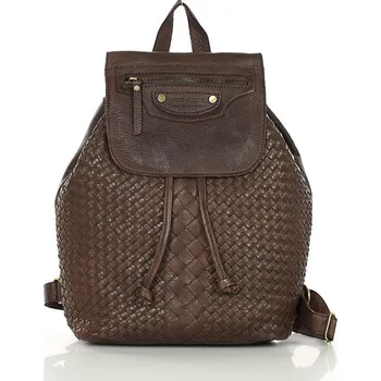Sportovní batoh MARCO MAZZINI Pletený kožený batoh - tmavě hnědá (VS13c) Velikost: ONE SIZE