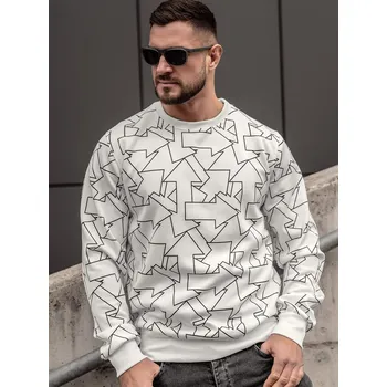 Pánská mikina Bílá pánská mikina bez kapuce s potiskem Bolf 8B1111A - 2XL