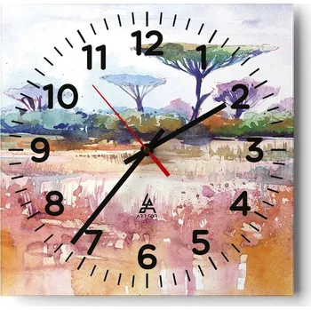 Hodiny Kuchyňské nástěnné hodiny 30x30 Krajina Skleněné hodiny do obýváku Moderní Tiché