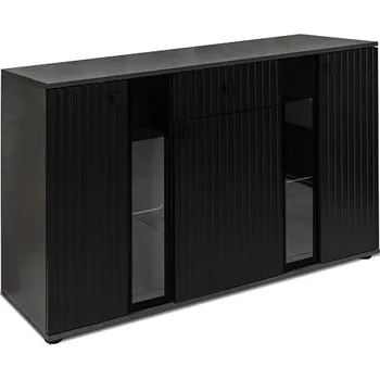 Komoda SORENTA NEW LAMELY - komoda lamino Matera grafitová/ černá (SALSA BL/MAT20=2balíky) "LP" (K150-Z)