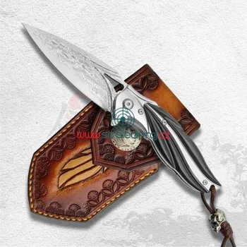 Kuchyňský nůž nůž zavírací Dellinger Cloverleaf VG-10 Damascus