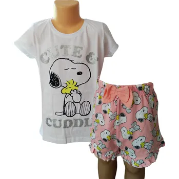 Dívčí pyžamo Eplusm Dívčí pyžamo SNOOPY dorost krátké bílorůžové Barva: Bílá, Velikost: 164