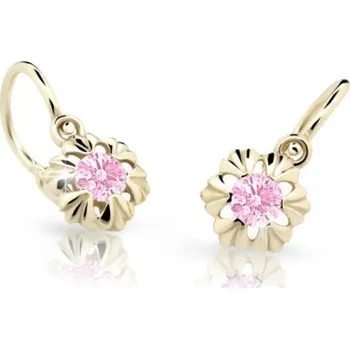 Náušnice Cutie Kids Jewellery c2213-10-20-x-1 Dětské náušnice na brizuru Cutie kytičky C2213 Pink – zlatý šperk ryzosti 585/1000 v Dárkovém balení s Certifikátem GBEYR-00299
