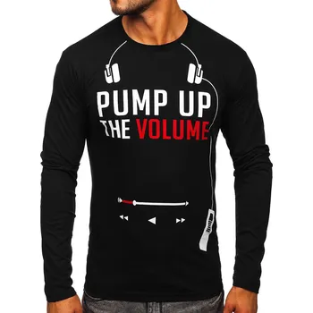 Pánské tričko Černé pánské tričko s dlouhým rukávem a potiskem Bolf 1219 - M