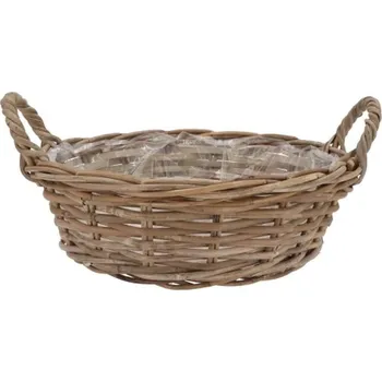 Květináč Ratanový nízký květináč /koš s uchy Ivy grey - Ø 25*13 cm