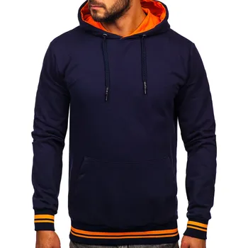 Pánské oblečení Tmavě modrá pánská mikina s kapucí Bolf 145369 - M