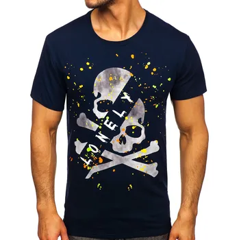 Oblečení a móda Tmavě modré pánské tričko s potiskem Bolf Y70008 - 2XL