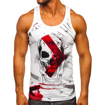 Oblečení a móda Bílé pánské tílko s potiskem tank top Bolf 14847 - 2XL