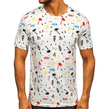 Pánské tričko Bílé pánské tričko s potiskem Bolf 14924 - 2XL