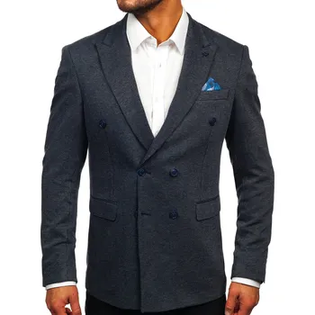 Tmavě modré pánské elegantní dvouřadé sako Bolf 006 - XL/54