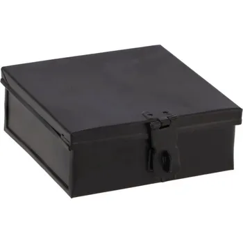 Úložný box Černý antik kovový úložný box/ krabička Amber Doos - 12*12*5 cm