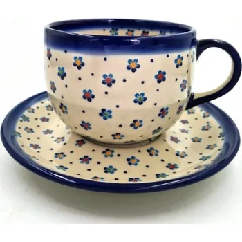 ŠÁLEK S PODŠÁLKEM 500ml KERAMIKA STYL Bolesławiec