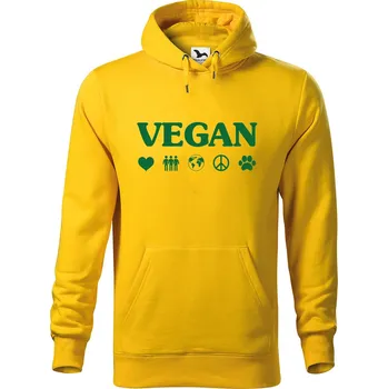 Pánská mikina DOBRÝ TRIKO Pánská mikina s potiskem Vegan symboly Velikost pánské mikiny: 3XL, Barva: Žlutá