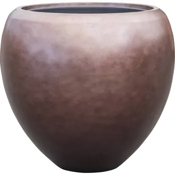 Květináč Baq Metallic Silver leaf Couple Matt Coffee s vložkou Ø 50 cm / V 45 cm