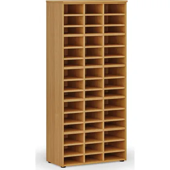 B2B Partner Třídicí regál PRIMO WOOD, 800 x 420 x 1781 mm, 45 přihrádek, buk