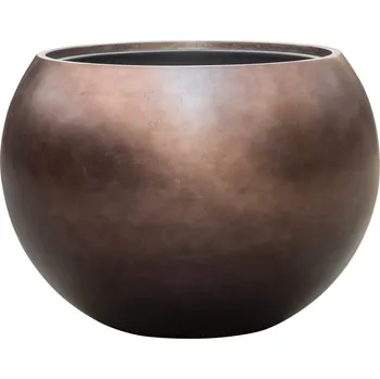 Květináč Baq Metallic Silver leaf Globe Matt Coffee s vložkou Ø 50 cm / V 37 cm