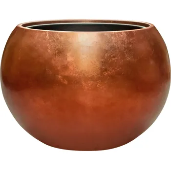 Květináč Baq Metallic Silver leaf Globe Matt Copper s vložkou Ø 60 cm / V 43 cm