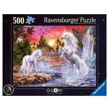 Hračka Puzzle 2D 500 Świecące - Jednorożce nad rzeką