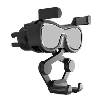 Grawitacyjny uchwyt samochodowy do smartfona na kratkę nawiewu z odświeżaczem srebrny (YC06)