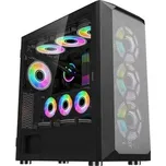 1stCOOL skříň Wind Storm Black MiddleTower ARGB, AU, USB3.0, bez zdroje, RGB fan, průhledná bočnice, černá