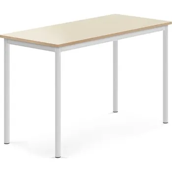 Jídelní stůl Stůl BORÅS, 1200x600x760 mm, bílé nohy, HPL deska, bříza