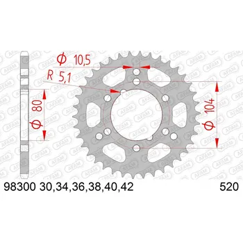 Řetězová sada pro motocykl AFAM OCELOVÁ ROZETA ZADNÍ 98300-42 #520 42 ZUBŮ