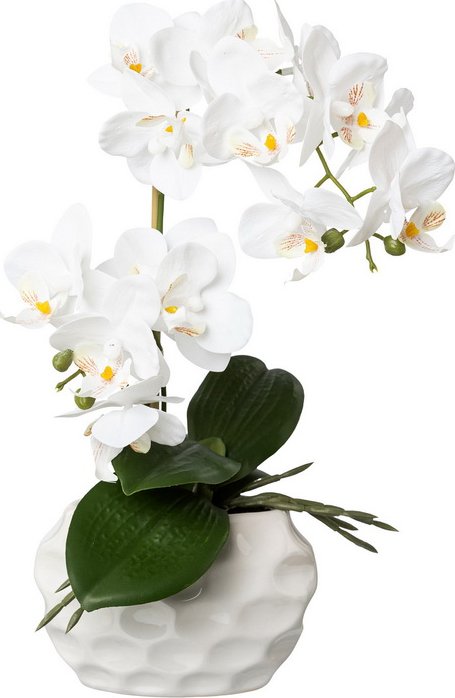 umělá Orchidej bílá v květináči, 33cm