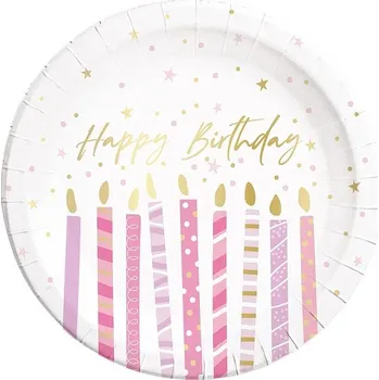 Party nádobí Procos Talířky papírové Birthday Candles 8ks 23cm