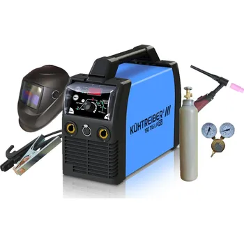 Svářečka Kühtreiber KITin 150 TIG LA RS + kabely 25/3m + kukla + hořák TIG + ventil + plná lahev ARGON