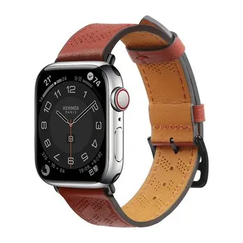 Strap Leather skórzany pasek Apple Watch SE, 9, 8, 7, 6, 5, 4, 3, 2, 1 (41, 40, 38 mm) opaska bransoleta czerwony