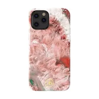 Pouzdro na mobilní telefon Elegantní pouzdro Kingxbar Agate Series potištěný kryt s achátovým iPhone 12 mini červený