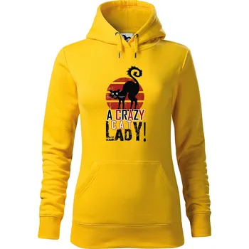 Dámské oblečení DOBRÝ TRIKO Dámská mikina s potiskem Crazy cat lady Velikost dámské mikiny: M, Barva: Žlutá