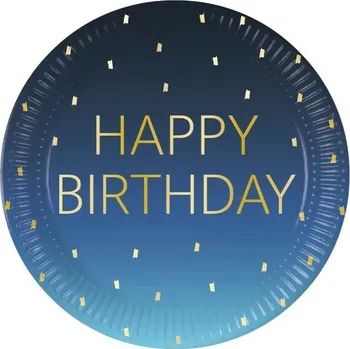 Talíř Procos Talířky papírové Happy Birthday Blue 8ks 23cm