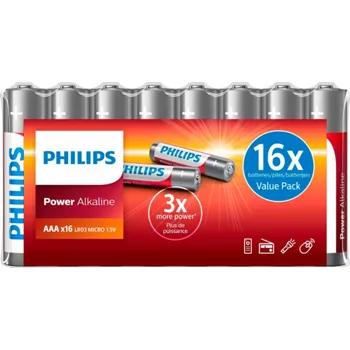 Článková baterie 1x16 Philips Power Alkaline AAA Batterie Vorteilspack