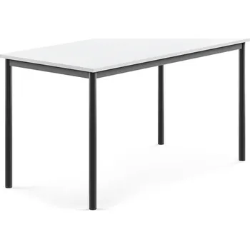 Jídelní stůl Stůl SONITUS, 1400x700x720 mm, antracitově šedé nohy, HPL deska tlumící hluk, bílá