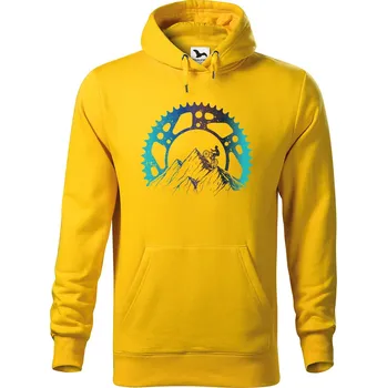 Pánská mikina DOBRÝ TRIKO Pánská mikina s potiskem Horská jízda Velikost pánské mikiny: L, Barva: Žlutá