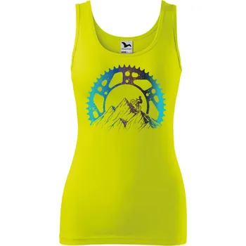 Dámské oblečení DOBRÝ TRIKO Dámské tílko s potiskem Horská jízda Velikost: M, Barva: Limetková