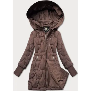 Hnědá dámská prošívaná bunda pro přechodné období s látkovými stahovacími lemy Libland (LD-7775) odstíny hnědé L (40)
